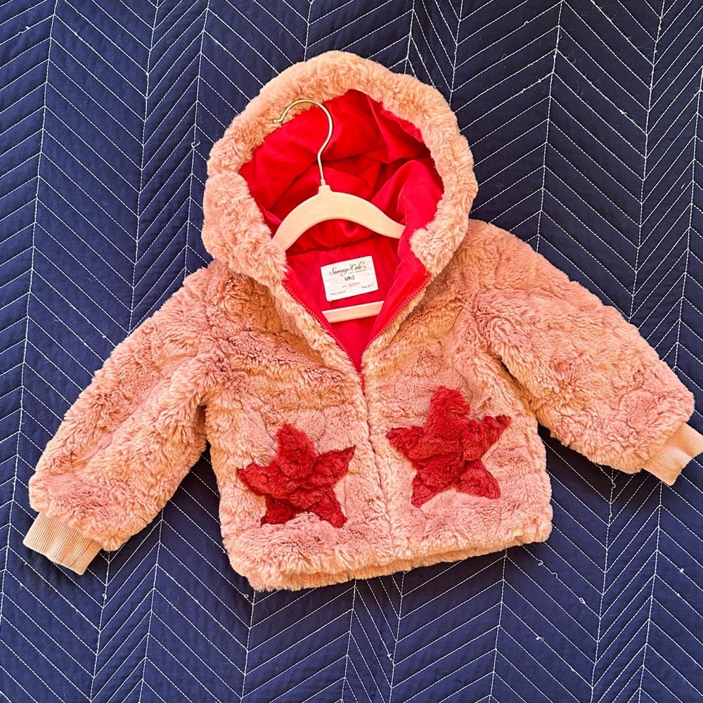 Sovereign Code Pink Fuzzy Jacket with Red Stars